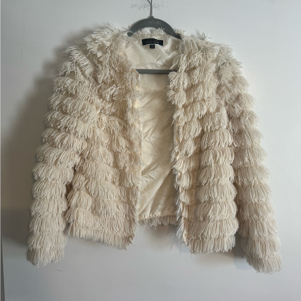 Blue Blush Cream Lightweight Fringe Jacket